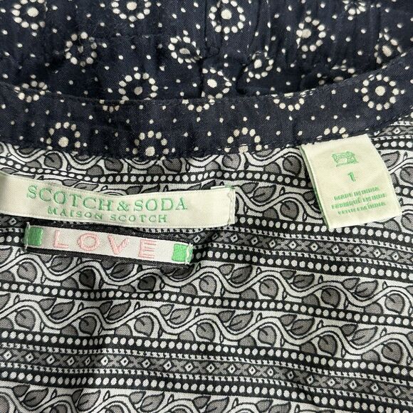 Scotch & Soda Maison Scotch short sleeve blue pockets geometric printed Romper 1 - Picture 9 of 12